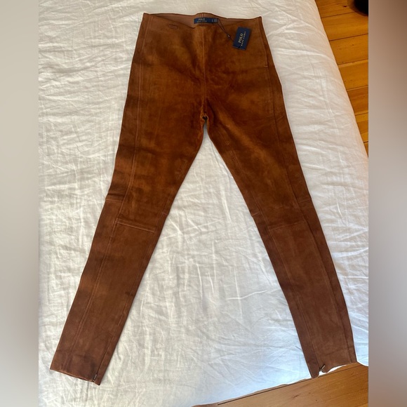 SOLD- NWT Polo Ralph Lauren 100% Lamb Suede Skinny Pant - Picture 1 of 7